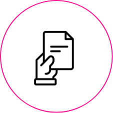 Pictogramme main qui tient une feuille