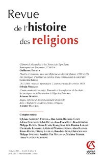 Couverture Revue de l'histoire des religions