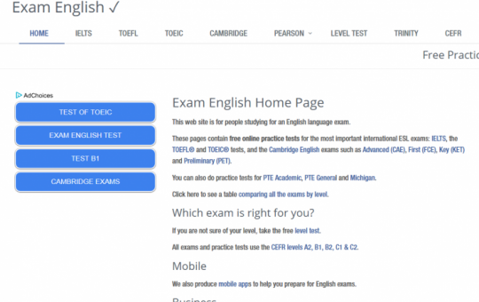 Capture site test d'anglais