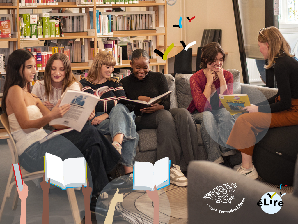 élèves assis et qui regardent des livres